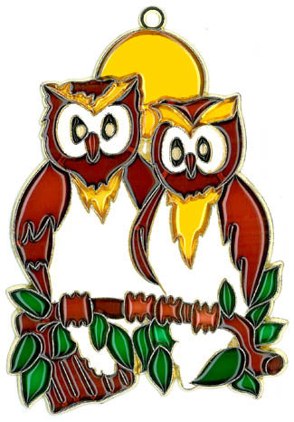 Owls on Branch Suncatcher (Pack of 6)