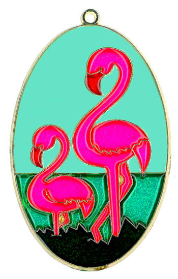 Flamingos (oval) Suncatcher (Pack of 6)