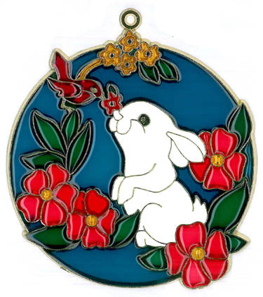 Bunny With Flowers Suncatcher (Pack of 6)