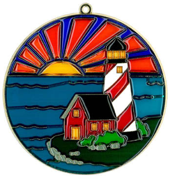 Round Lighthouse Scene Suncatcher (Pack of 6)