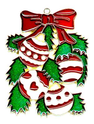 Holly/Ornaments Suncatcher (Pack of 6)
