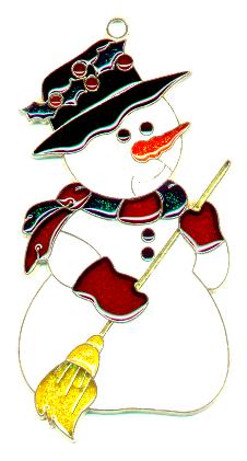 Snowman with Broom Suncatcher (Pack of 6)